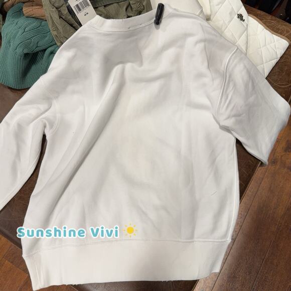 NWT Ralph Lauren Women's Polo Bear Fleece Sweatshirt Pullover White M - Picture 4 of 6